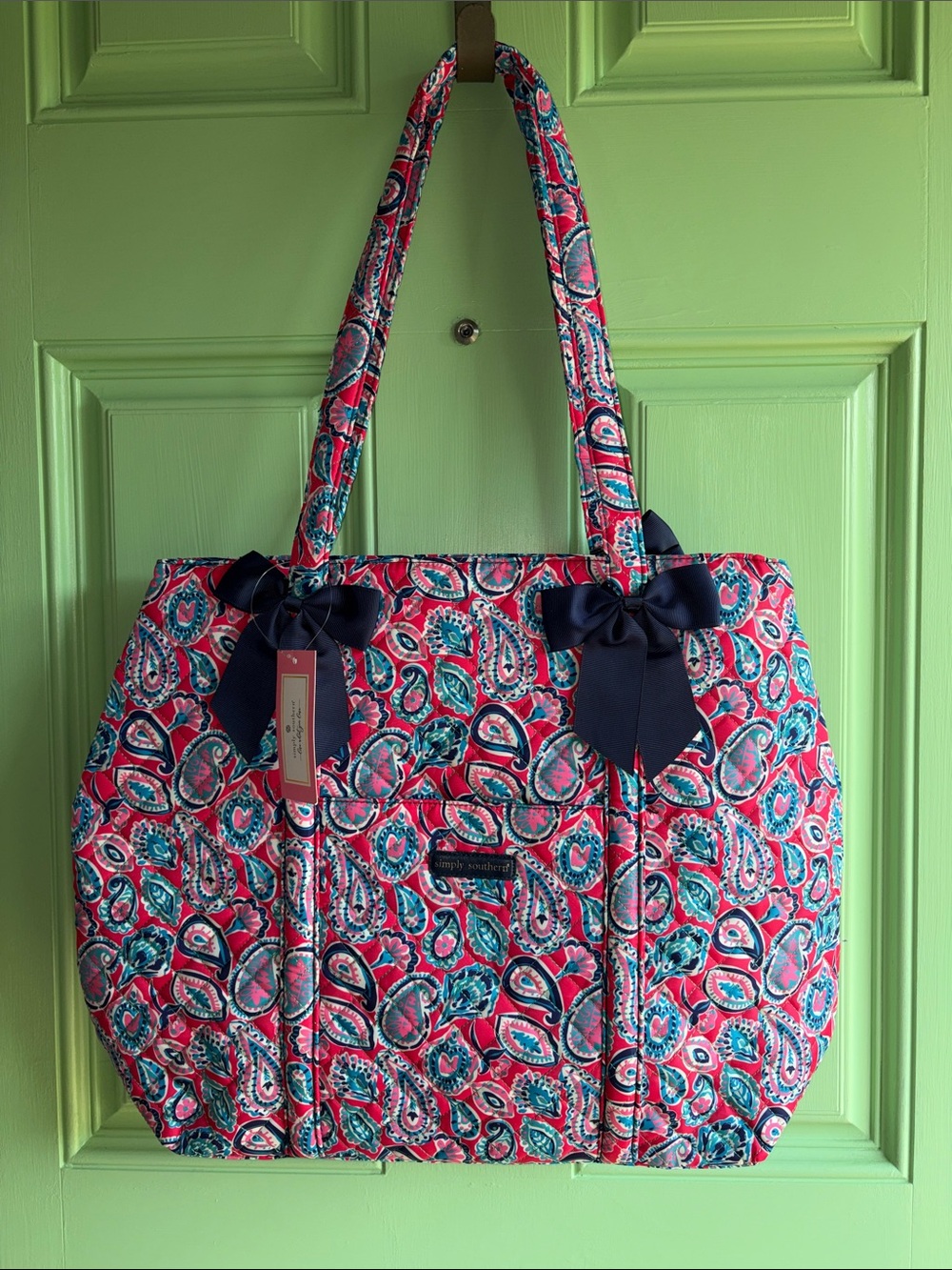 Simply Southern Pink Quilted Paisley Tote Bag
